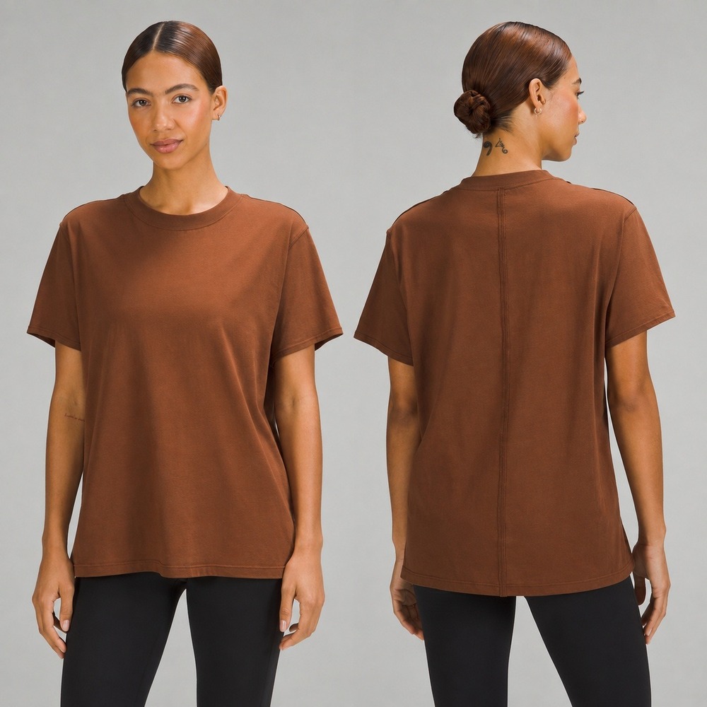Lululemon All Yours Cotton T-Shirt Roasted Brown Relaxed Fit Short Sleeve Tee 10